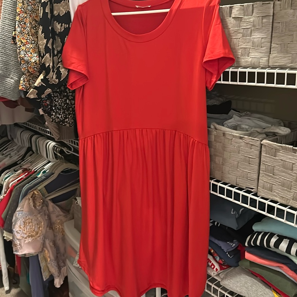 Women’s red flowy dress
